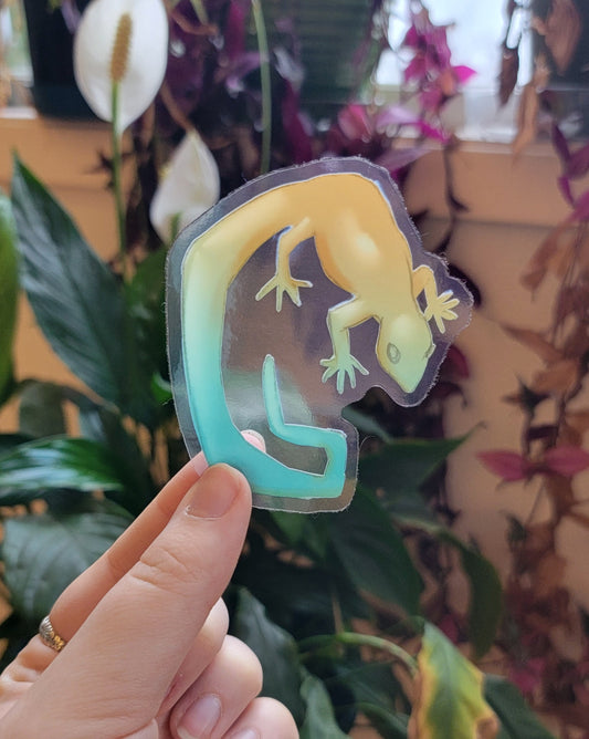 Translucent Blue and Yellow Lizard Sticker