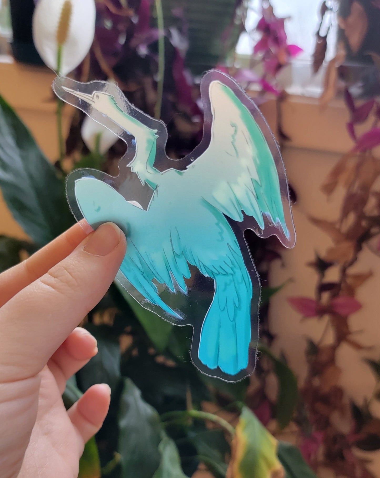Translucent Blue-Yellow Heron Sticker