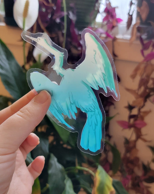 Translucent Blue-Yellow Heron Sticker