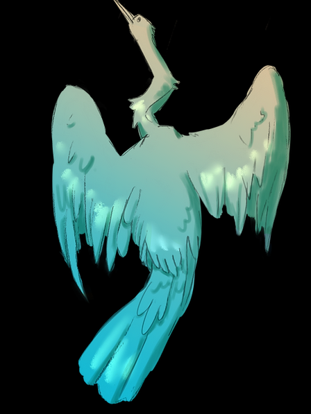 Translucent Blue-Yellow Heron Sticker