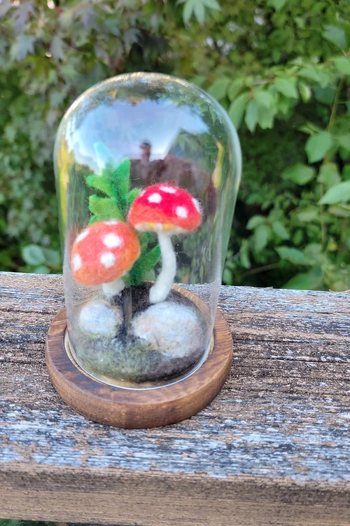 Needlefelted Mushroom Terrarium