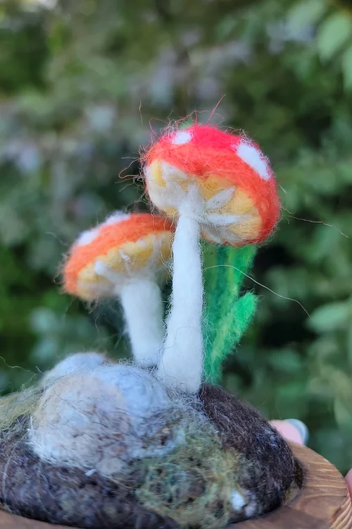 Needlefelted Mushroom Terrarium