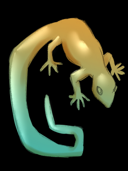 Translucent Blue and Yellow Lizard Sticker